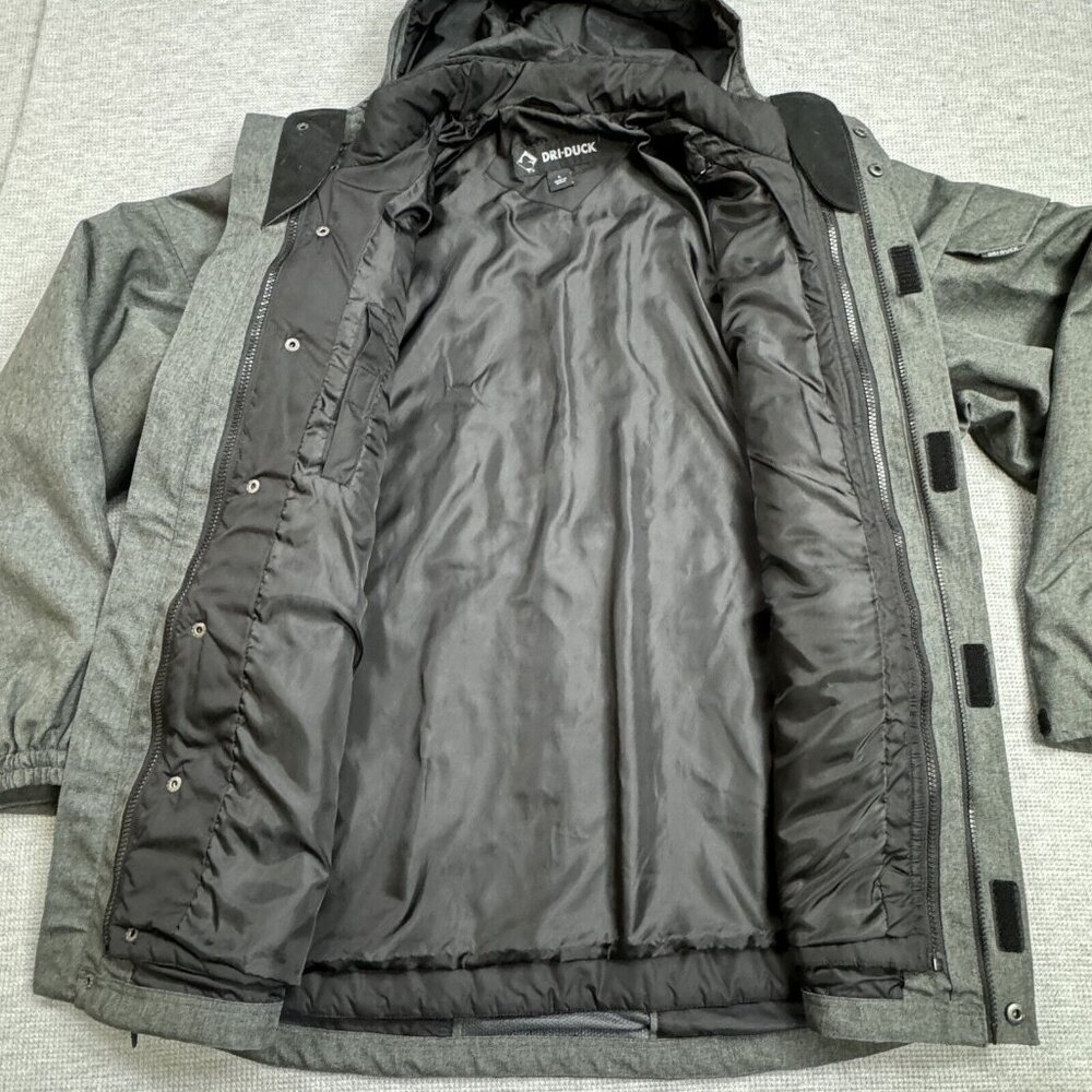 Dri Duck 3-in-1 Jacket Mens Size L Gray Hooded Storm Shell Interchange Pockets - Picture 7 of 16